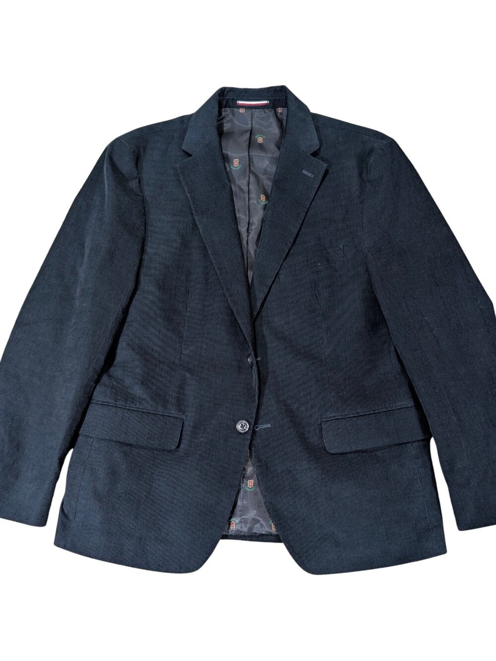 Tommy Hilfiger Corduroy Blazer Jacket Mens 42S Navy Blue Stretch